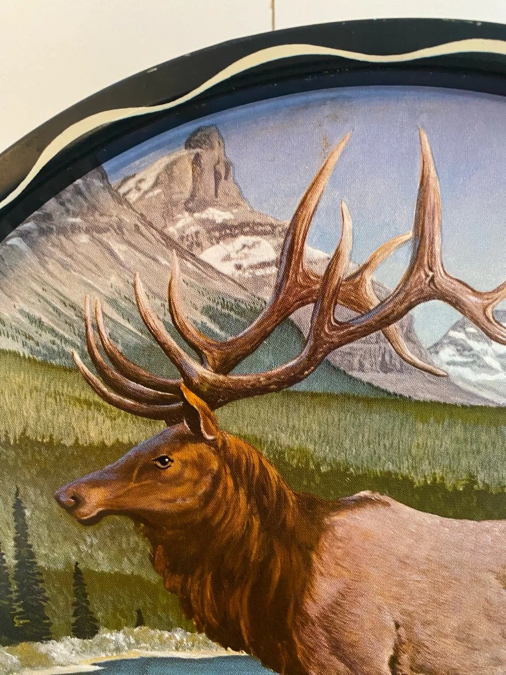 James L. Artig Vintage Tin Lithograph  Elk Serving Tray MCM Western Decor - Picture 4 of 11
